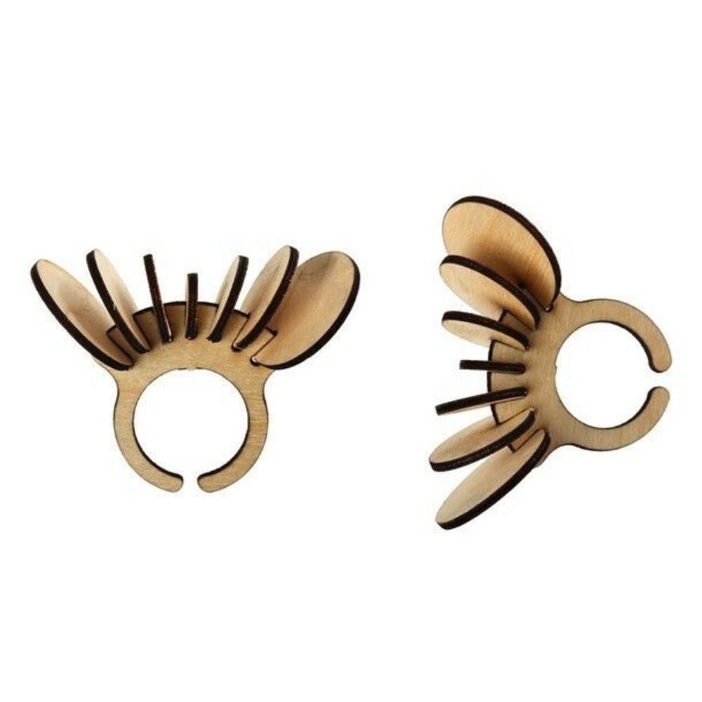 Postcard wooden statement cocktail ring circles